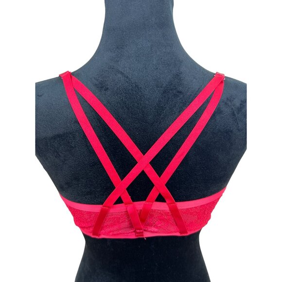 Victoria’s Secret Bombshell Push-Up Plunge Bra 36D Red Lace Front Closure - Picture 3 of 6